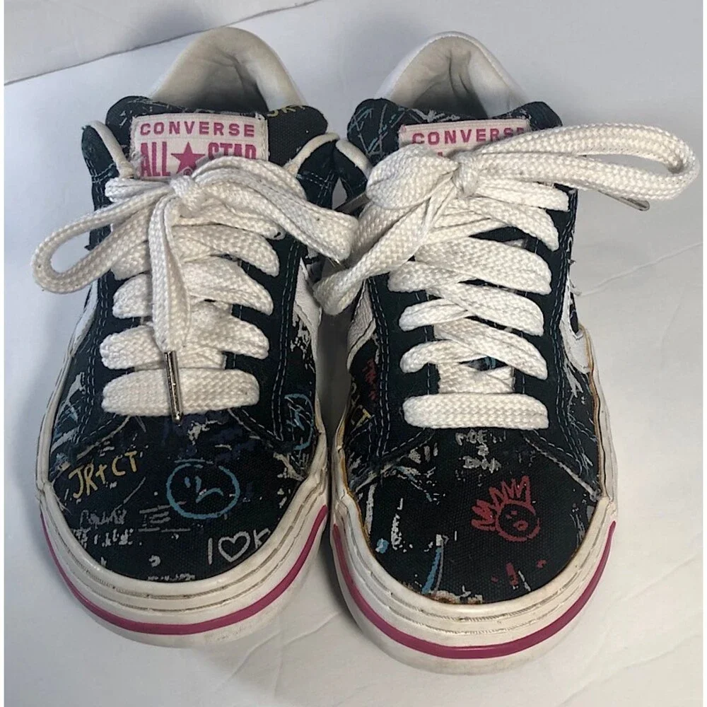 Converse Graffiti US Men Size 5,Wom 7Black w/pink Street Art -Unisex